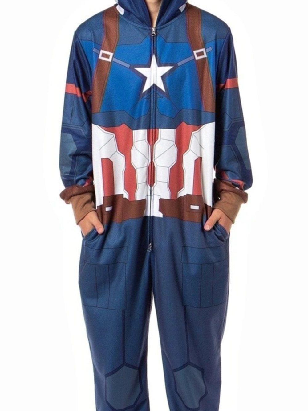 Marvel Captain America Costume Union Suit Blue & Red L/XL